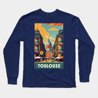 A Vintage Travel Art of Toulouse - France Long Sleeve T-Shirt